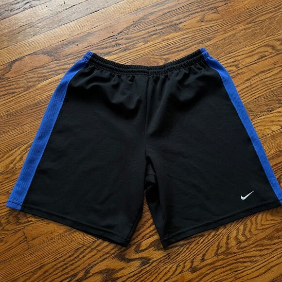Vintage Team Nike Shorts Mens M Black Blue Basketball Y2k Hiphop 8' Inseam Baggy - Picture 1 of 10